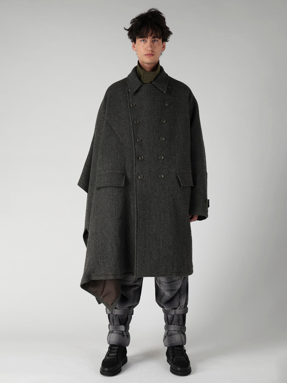 HERRINGBONE TWEED SCARF ASYMMETRY JACKET