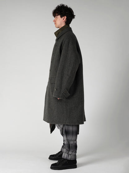 HERRINGBONE TWEED SCARF ASYMMETRY JACKET