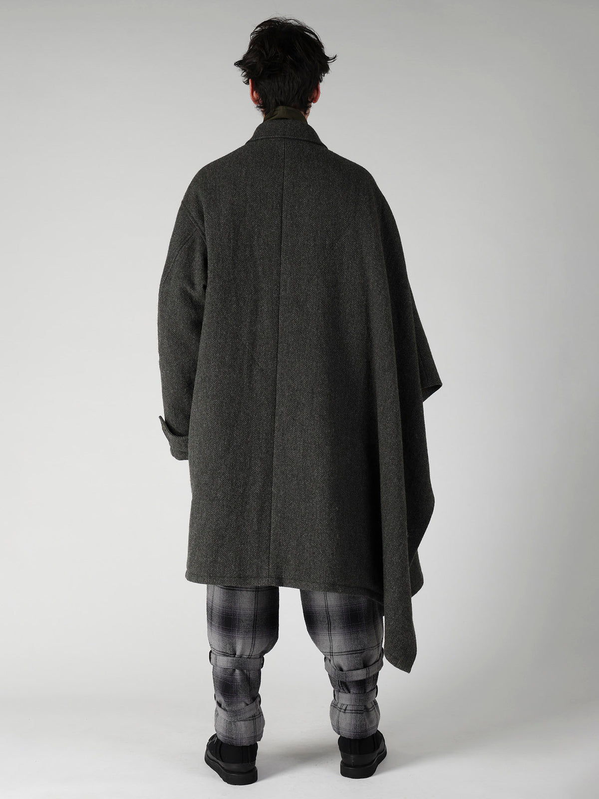 HERRINGBONE TWEED SCARF ASYMMETRY JACKET