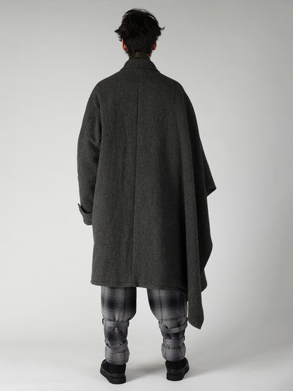 HERRINGBONE TWEED SCARF ASYMMETRY JACKET