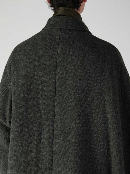 HERRINGBONE TWEED SCARF ASYMMETRY JACKET