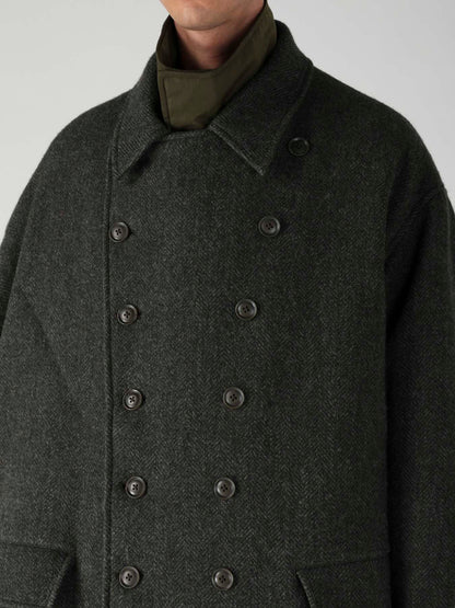 HERRINGBONE TWEED SCARF ASYMMETRY JACKET