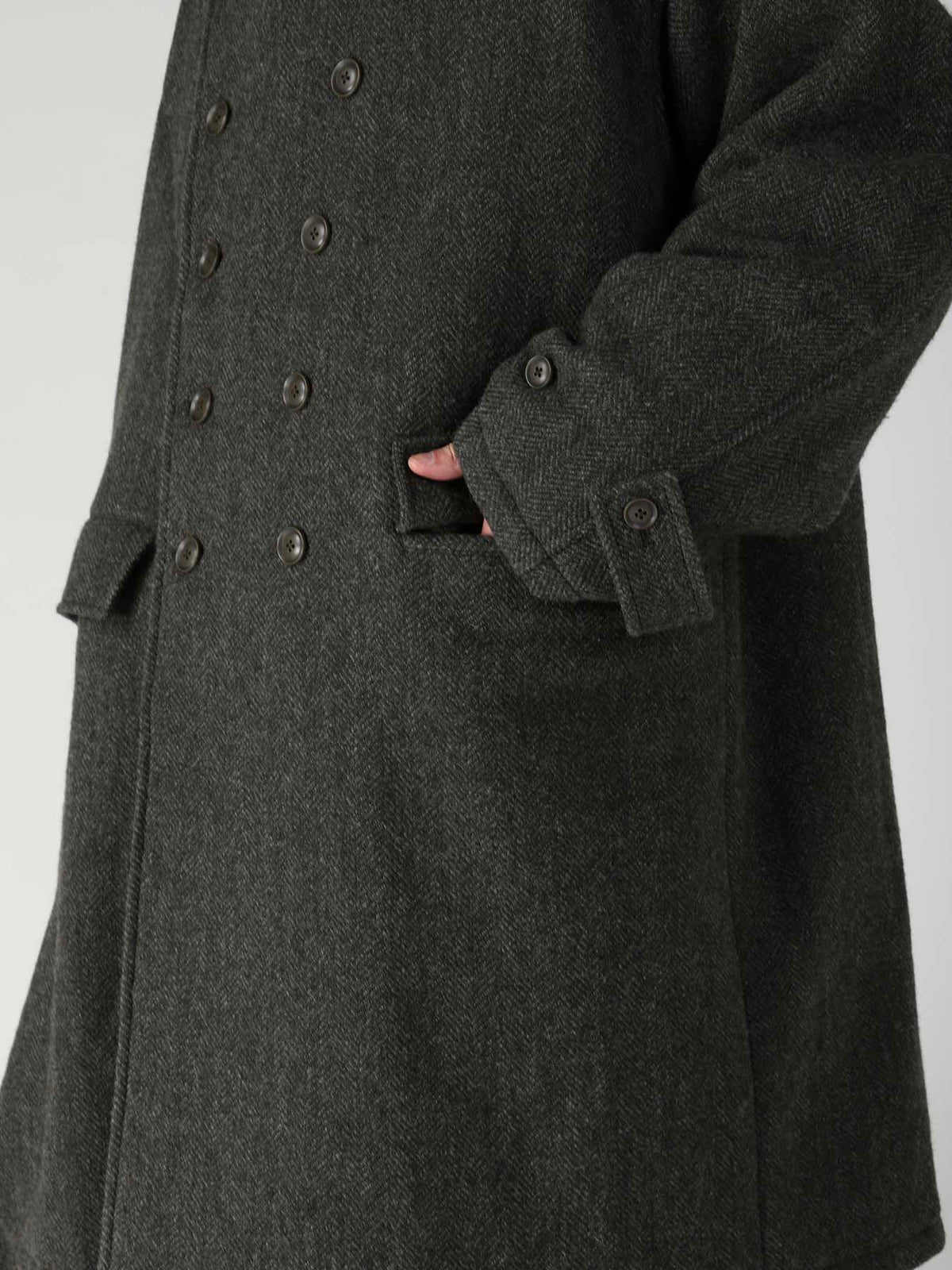 HERRINGBONE TWEED SCARF ASYMMETRY JACKET