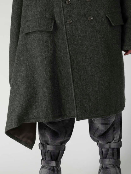 HERRINGBONE TWEED SCARF ASYMMETRY JACKET