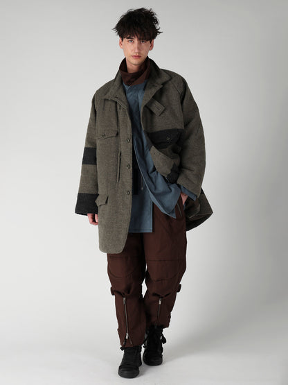 ARMY BLANKET BORDER STAND COLLAR PADDED JACKET