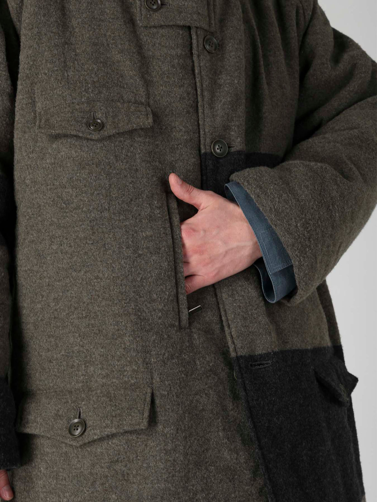 ARMY BLANKET BORDER STAND COLLAR PADDED JACKET