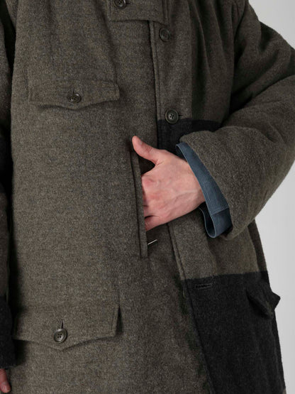 ARMY BLANKET BORDER STAND COLLAR PADDED JACKET