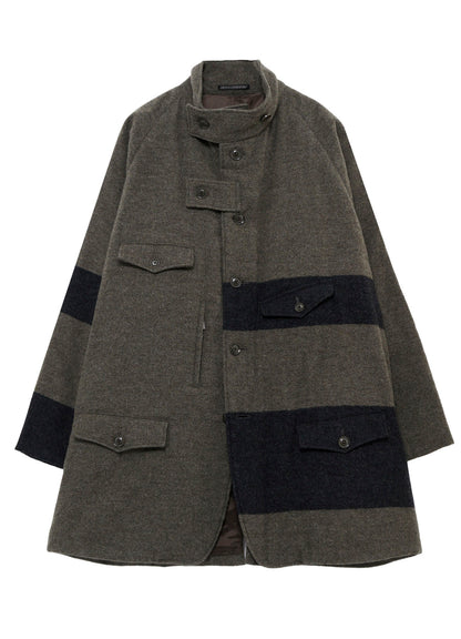 ARMY BLANKET BORDER STAND COLLAR PADDED JACKET