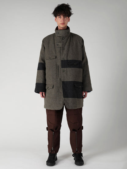 ARMY BLANKET BORDER STAND COLLAR PADDED JACKET