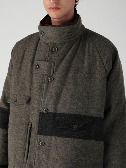 ARMY BLANKET BORDER STAND COLLAR PADDED JACKET