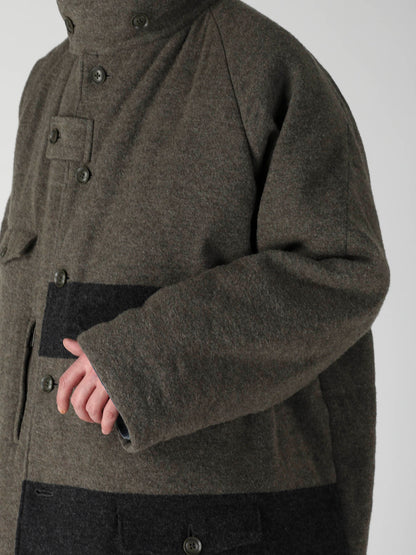 ARMY BLANKET BORDER STAND COLLAR PADDED JACKET