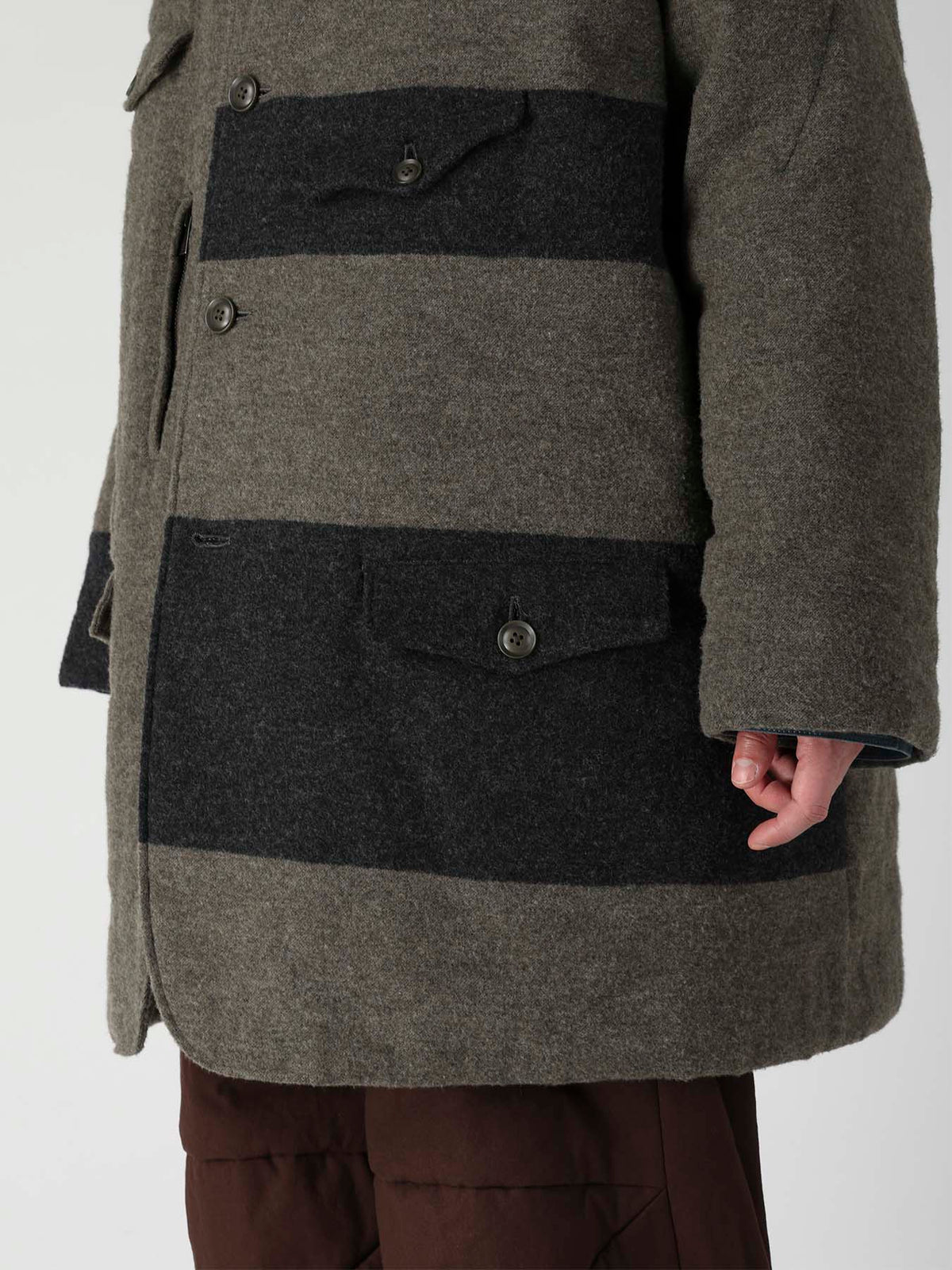 ARMY BLANKET BORDER STAND COLLAR PADDED JACKET