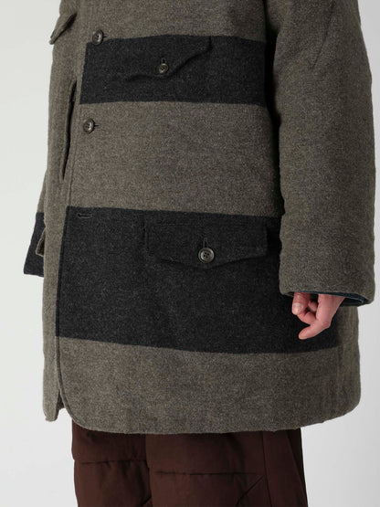 ARMY BLANKET BORDER STAND COLLAR PADDED JACKET