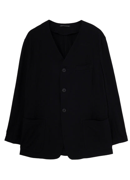 HIGH-TWISTED JERSEY COLLARLESS JACKET