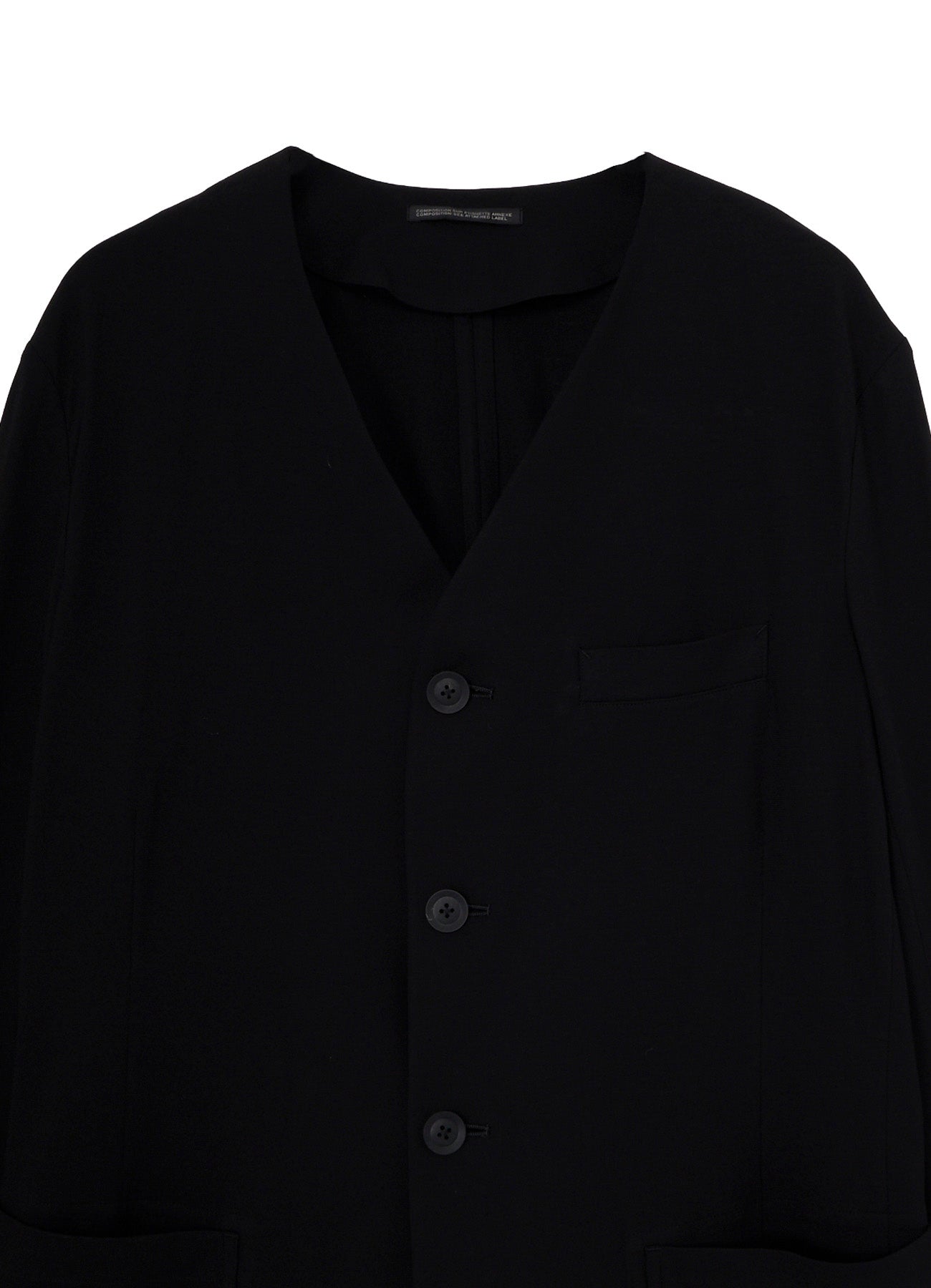 HIGH-TWISTED JERSEY COLLARLESS JACKET