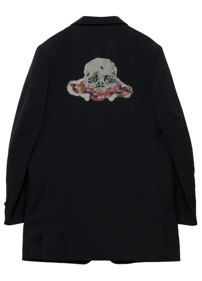WOOL GABARDINE SKULL-PRINTED DISCHARGE JACKET