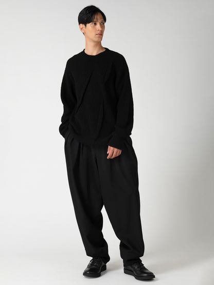 HALF CARDIGAN+TUCK TUCK ROUND NECK PO