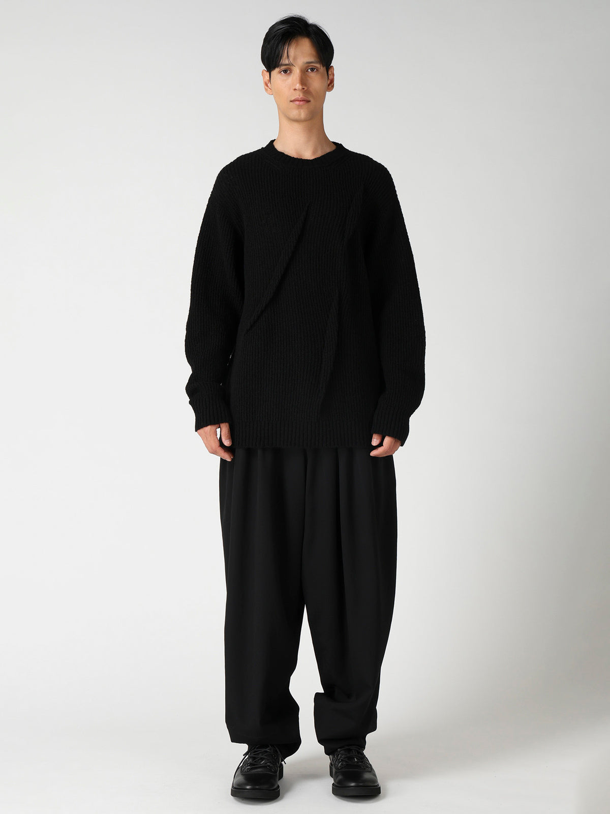 HALF CARDIGAN+TUCK TUCK ROUND NECK PO