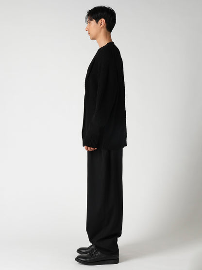 HALF CARDIGAN+TUCK TUCK ROUND NECK PO