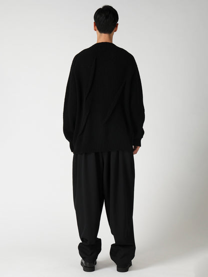 HALF CARDIGAN+TUCK TUCK ROUND NECK PO