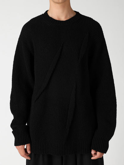 HALF CARDIGAN+TUCK TUCK ROUND NECK PO