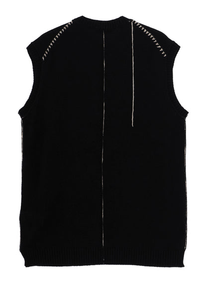 SINGLE JERSEY+EMBROIDERY EMBROIDERY ROUND NECK VEST