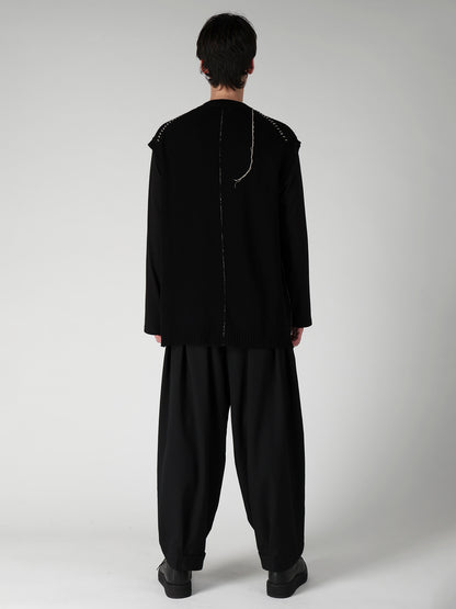 SINGLE JERSEY+EMBROIDERY EMBROIDERY ROUND NECK VEST