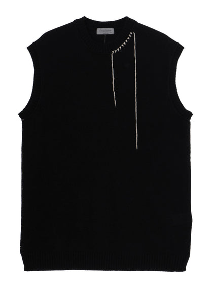 SINGLE JERSEY+EMBROIDERY EMBROIDERY ROUND NECK VEST