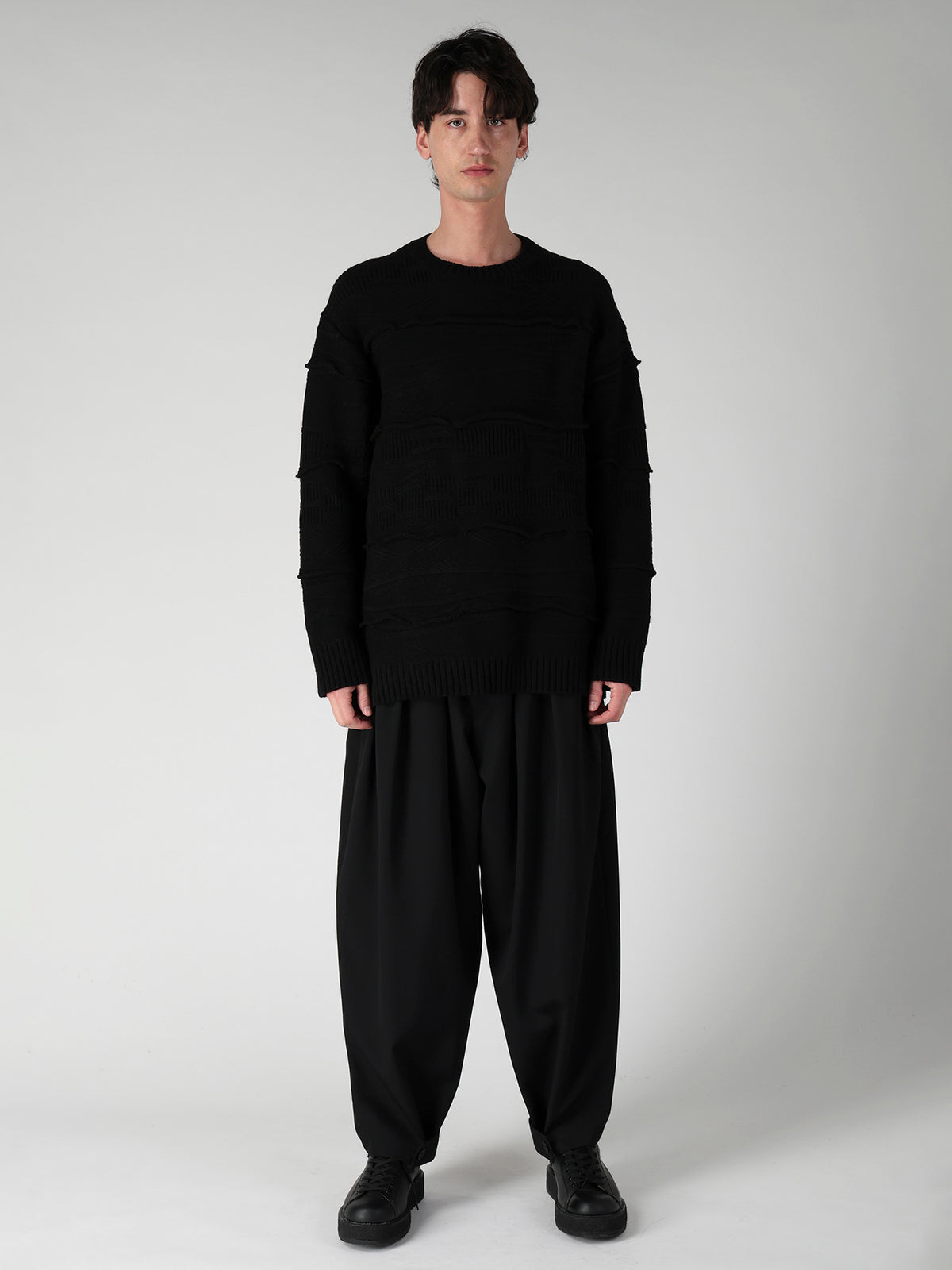 5G 1PLY RELIEF KNIT ROUND NECK PO