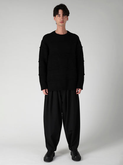 5G 1PLY RELIEF KNIT ROUND NECK PO