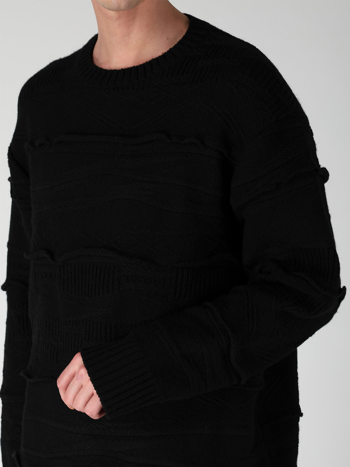 5G 1PLY RELIEF KNIT ROUND NECK PO