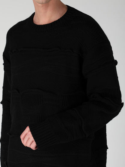 5G 1PLY RELIEF KNIT ROUND NECK PO