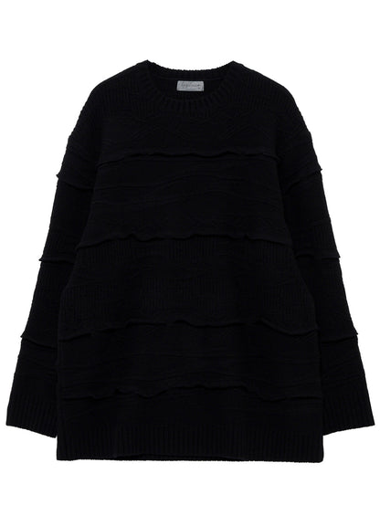 5G 1PLY RELIEF KNIT ROUND NECK PO