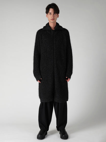 PLATING HALF CARDIGAN TURTLE NECK ZIP CARDIGAN