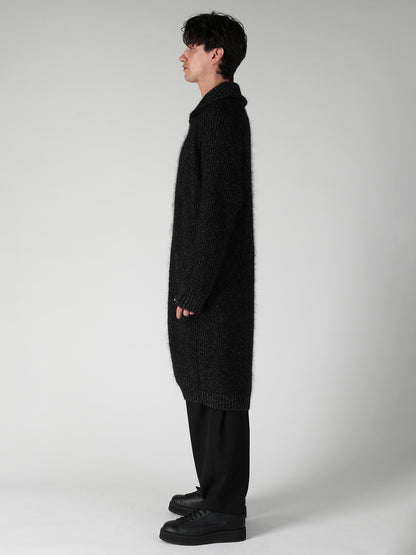 PLATING HALF CARDIGAN TURTLE NECK ZIP CARDIGAN