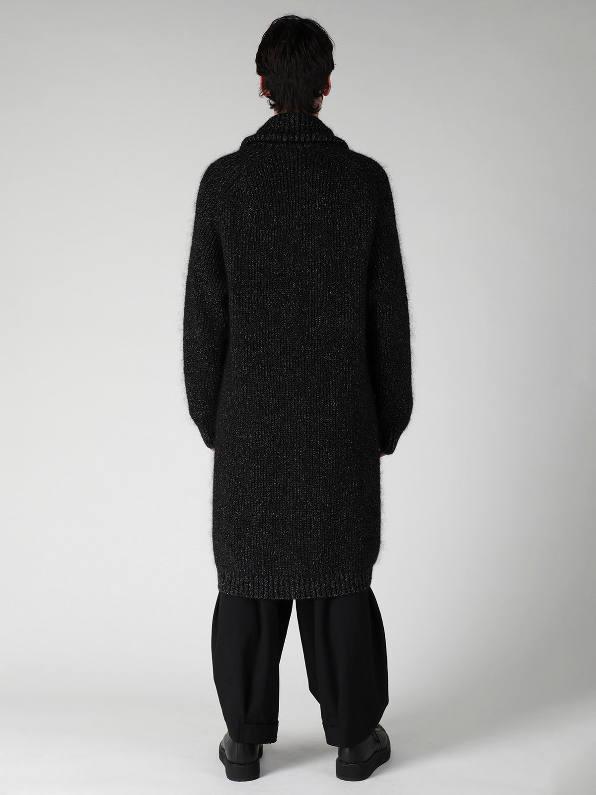 PLATING HALF CARDIGAN TURTLE NECK ZIP CARDIGAN