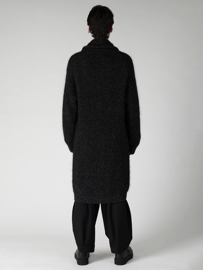 PLATING HALF CARDIGAN TURTLE NECK ZIP CARDIGAN