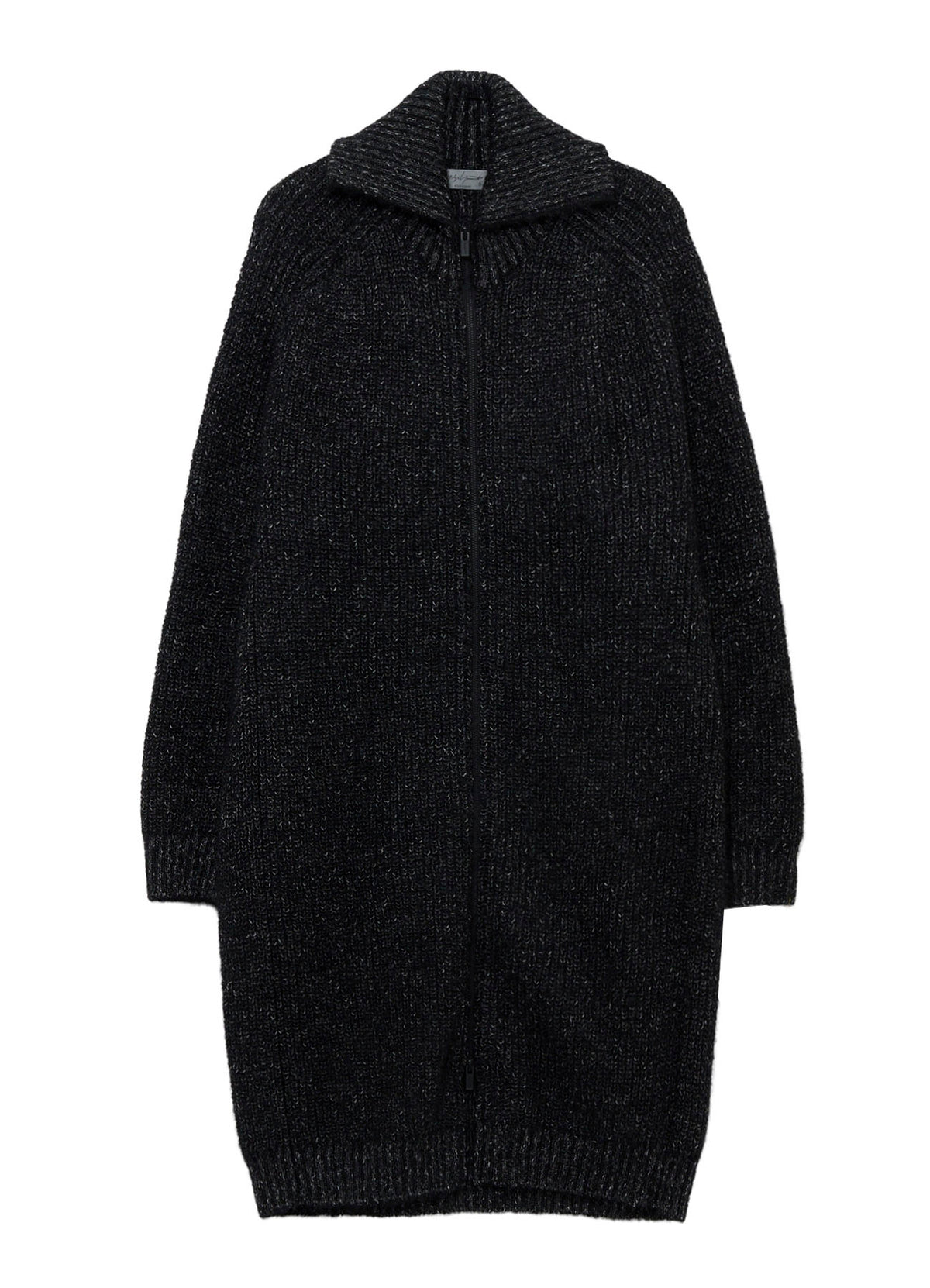 PLATING HALF CARDIGAN TURTLE NECK ZIP CARDIGAN
