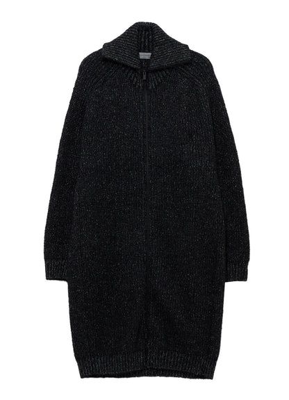 PLATING HALF CARDIGAN TURTLE NECK ZIP CARDIGAN
