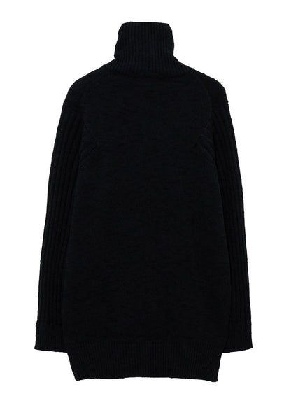 7G PLATING SINGLE JERSEY RIB HIGH NECK ZIP CARDIGAN