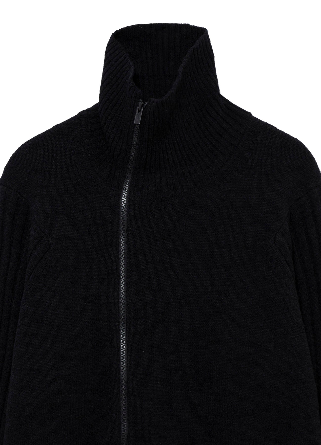 7G PLATING SINGLE JERSEY RIB HIGH NECK ZIP CARDIGAN