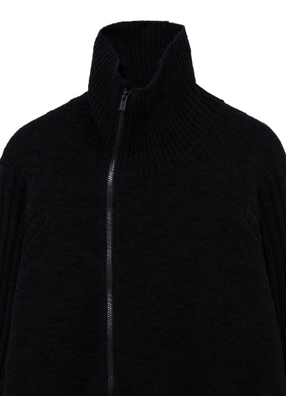 7G PLATING SINGLE JERSEY RIB HIGH NECK ZIP CARDIGAN