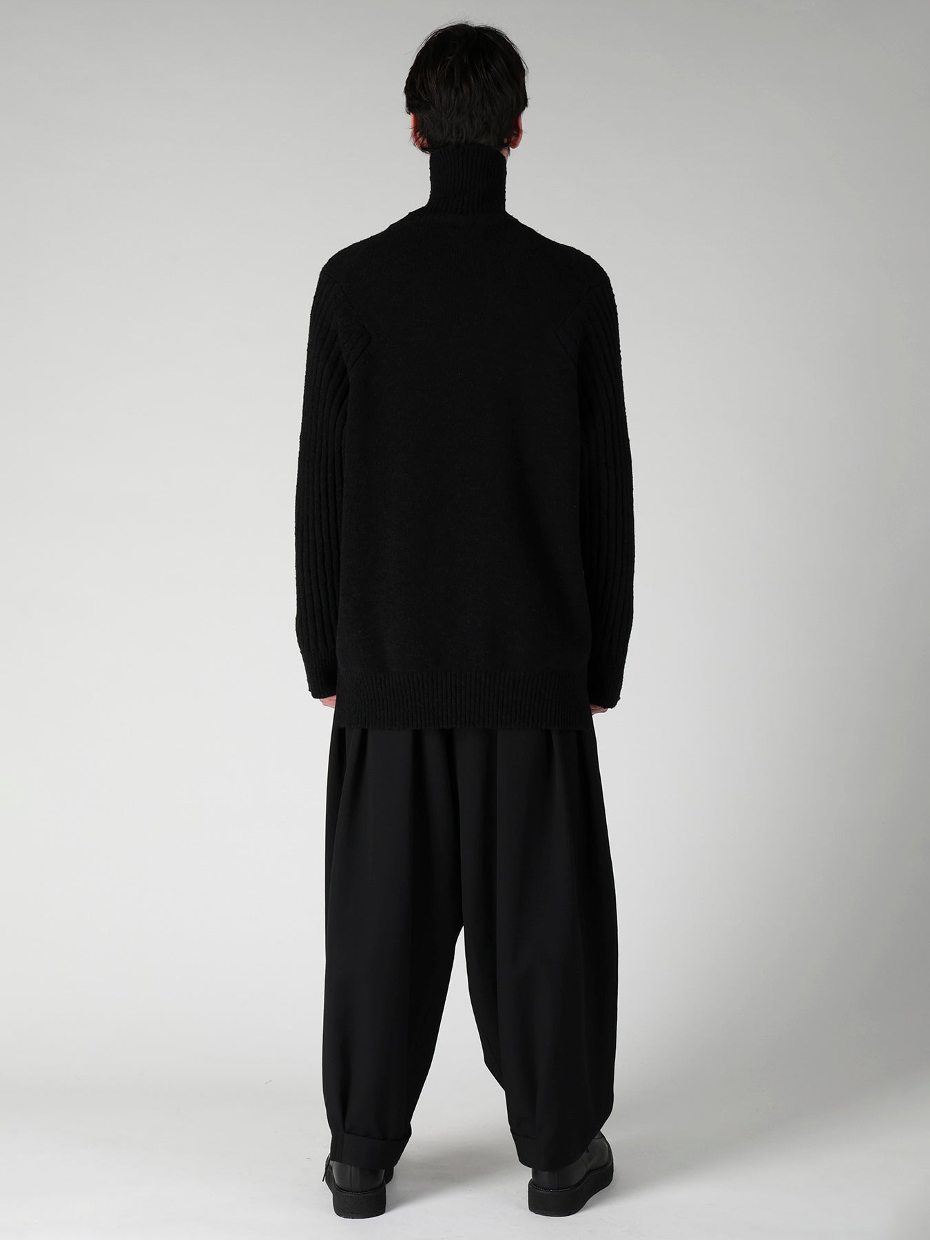 7G PLATING SINGLE JERSEY RIB HIGH NECK ZIP CARDIGAN