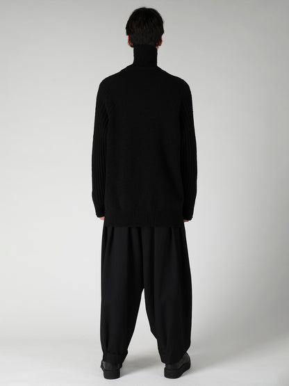 7G PLATING SINGLE JERSEY RIB HIGH NECK ZIP CARDIGAN