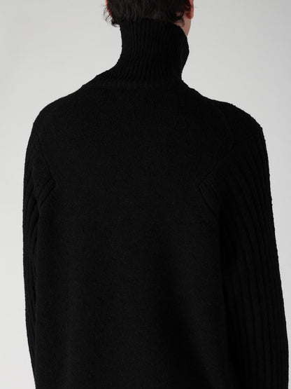 7G PLATING SINGLE JERSEY RIB HIGH NECK ZIP CARDIGAN