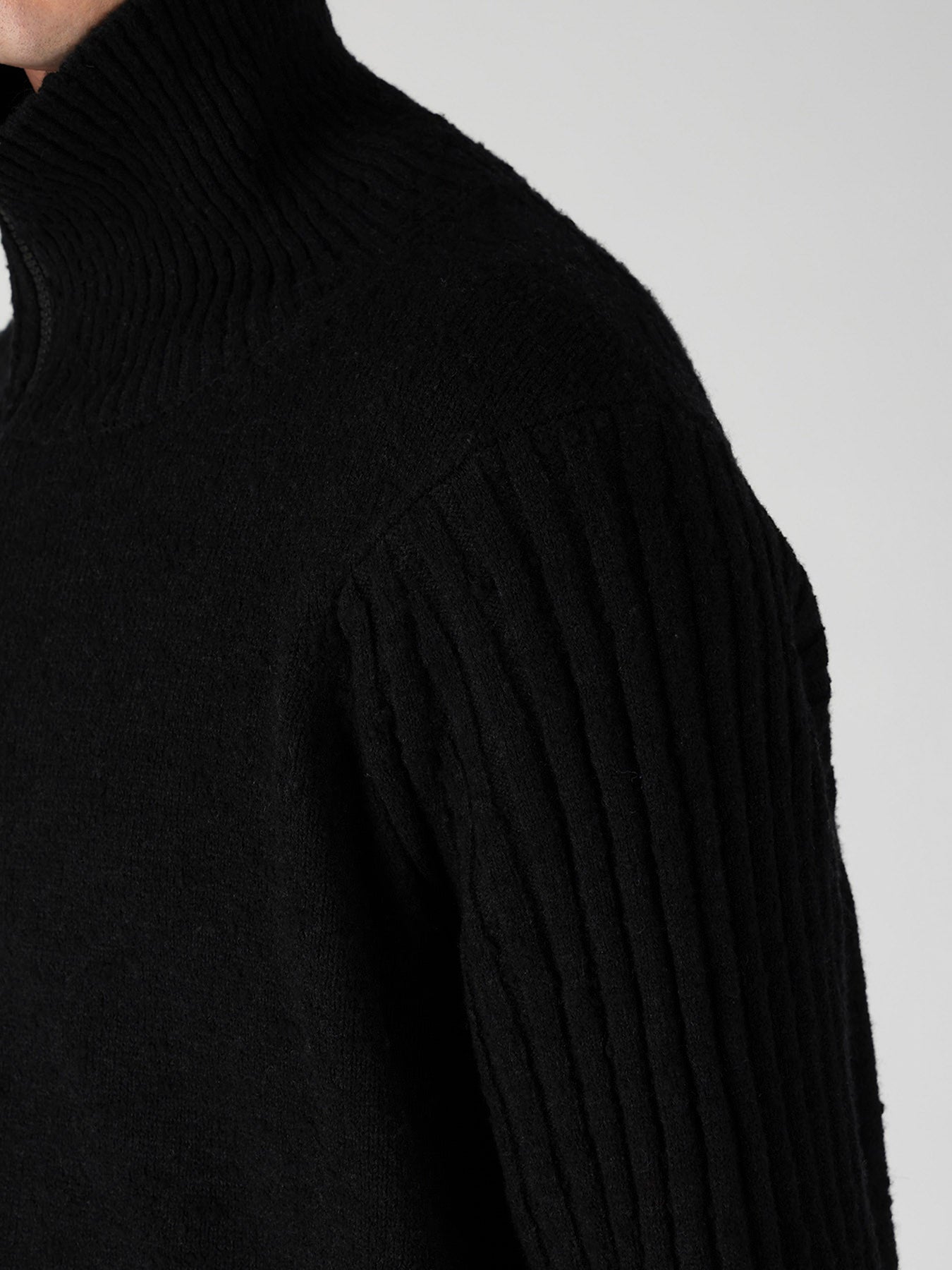 7G PLATING SINGLE JERSEY RIB HIGH NECK ZIP CARDIGAN