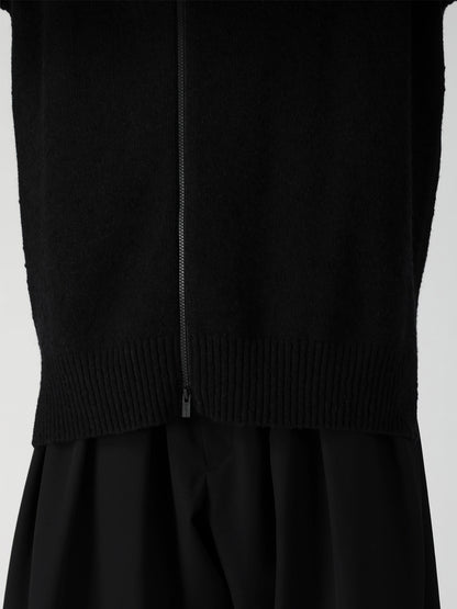 7G PLATING SINGLE JERSEY RIB HIGH NECK ZIP CARDIGAN