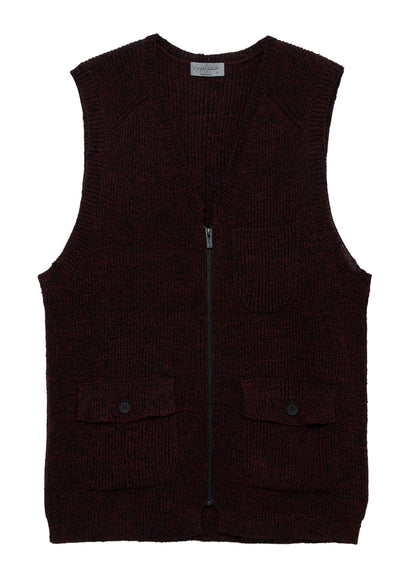 PARALLELED HALF CARDIGAN POCKET DETAIL ZIP VEST