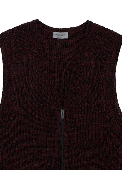 PARALLELED HALF CARDIGAN POCKET DETAIL ZIP VEST