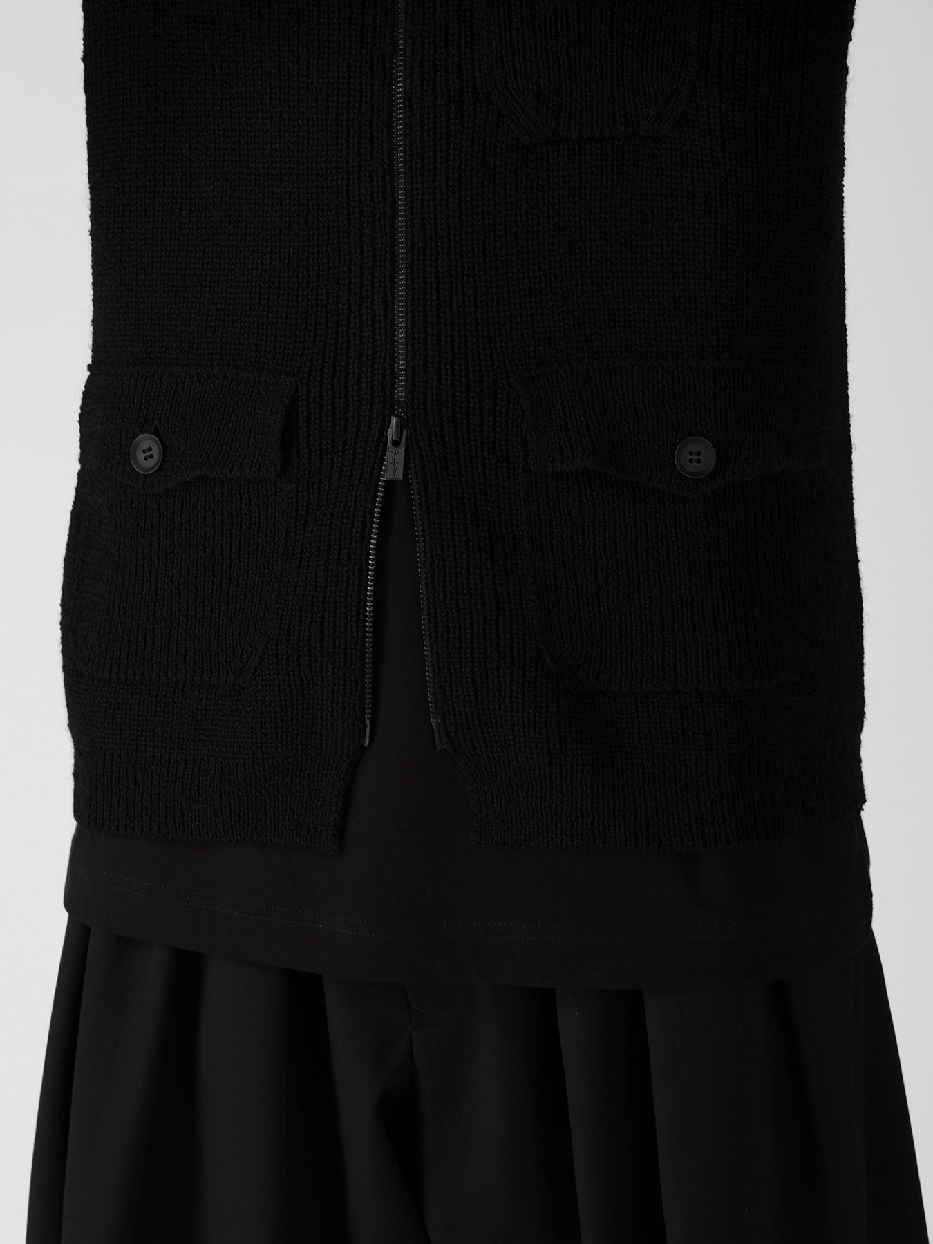 PARALLELED HALF CARDIGAN POCKET DETAIL ZIP VEST – THE SHOP YOHJI